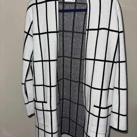 Nine West Sweaters - Nine West Black and White Checkered Cardigan, very warm, cozy
